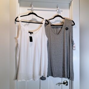 Lane Bryant Lot Of 2 Tank Tops New White Semi Sheer Gray Swing Collectio Size 28